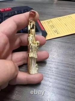 Pendentif Santa Muerte pour homme en moissanite taille ronde de 3,00 ct plaqué or jaune 14K