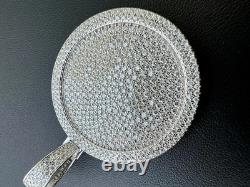 Pendentif homme cercle personnalisé en moissanite taille ronde 3,00 ct plaqué or blanc 14 carats