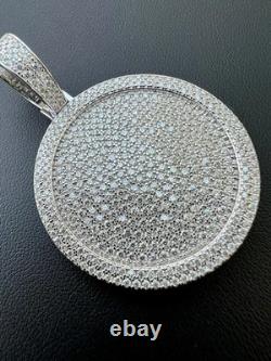 Pendentif homme cercle personnalisé en moissanite taille ronde 3,00 ct plaqué or blanc 14 carats