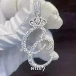 Pendentif personnalisé en lettres pour hommes en moissanite taille ronde de 2,90 Ct plaqué or blanc 14K