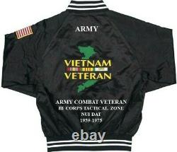 Phan Rang Army Combat II Corps Tz Vietnam Brodé Satin Veste (retour Seulement)