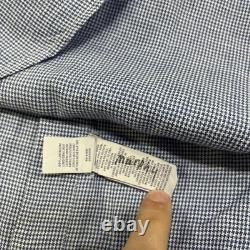 Ralph Lauren Purple Label Italie Chemise à carreaux pied-de-poule bleus en coton et lin pour homme 15,5
