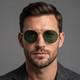 Range Rover Rrs101 Lunettes De Soleil Pour Homme Design Dor&eacute;es Rondes Vertes Polaris&eacute;es 51 Mm