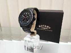 Rotary Mens Watch Black Ocean Range Chronograph Rrp £190 Genuine Boxed R39