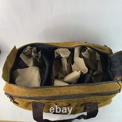 Sac de tir vintage Pro Shooter Range 15 x 7 x 8 Jaune en suède avec poignées et bandoulière