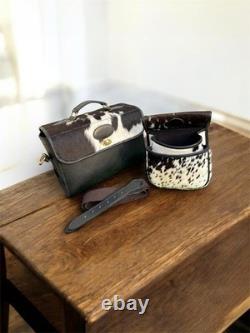 Sac en cuir avec poils de cuir 250+ Magazine avec pochette assortie et ceinture en cuir