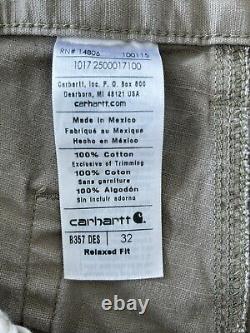 Shorts de travail et de loisirs Cargo Carhartt pour hommes, taille 32, lot de 2 brun, beige avec logo robuste