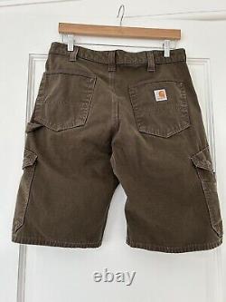 Shorts de travail et de loisirs Cargo Carhartt pour hommes, taille 32, lot de 2 brun, beige avec logo robuste