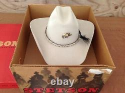 Stetson Cowboy Hat 4x Beaver Fur Felt Silverbelly Range, 7 1/8 Dans La Boîte Originale