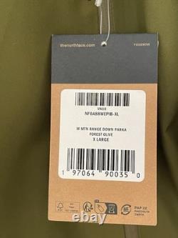 The North Face Parka Mountain Range en duvet pour homme, olive forestière