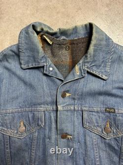 VESTE EN DENIM WRANGLER MARLBORO DES ANNÉES 1970 AVEC GILET EN LAINE TAILLE 44