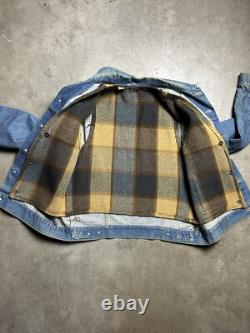 VESTE EN DENIM WRANGLER MARLBORO DES ANNÉES 1970 AVEC GILET EN LAINE TAILLE 44