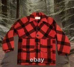 VTG FILSON Double MACKINAW Cape Cruiser-Écossais Rouge-Moyen-Livraison Gratuite-EUC