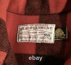 VTG FILSON Double MACKINAW Cape Cruiser-Écossais Rouge-Moyen-Livraison Gratuite-EUC