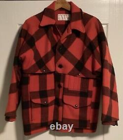 VTG FILSON Double MACKINAW Cape Cruiser-Écossais Rouge-Moyen-Livraison Gratuite-EUC