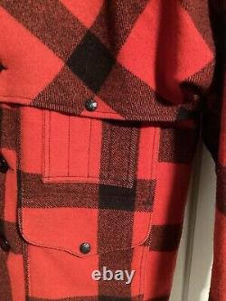 VTG FILSON Double MACKINAW Cape Cruiser-Écossais Rouge-Moyen-Livraison Gratuite-EUC