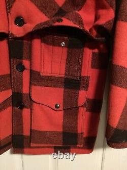 VTG FILSON Double MACKINAW Cape Cruiser-Écossais Rouge-Moyen-Livraison Gratuite-EUC