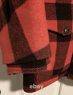 VTG FILSON Double MACKINAW Cape Cruiser-Écossais Rouge-Moyen-Livraison Gratuite-EUC