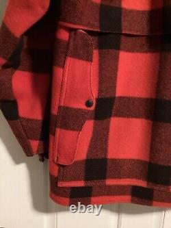 VTG FILSON Double MACKINAW Cape Cruiser-Écossais Rouge-Moyen-Livraison Gratuite-EUC