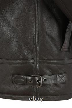 Veste B3 pour homme, blouson aviateur pilote RAF en véritable peau de mouton retournée, marron