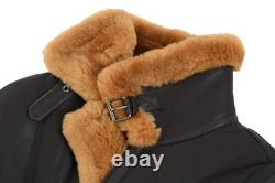 Veste B3 pour homme, blouson aviateur pilote RAF en véritable peau de mouton retournée, marron