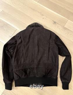 Veste Bomber en Suède Marron Smart Range Taille L Homme avec Col en Shearling Amovible