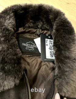 Veste Bomber en Suède Marron Smart Range Taille L Homme avec Col en Shearling Amovible