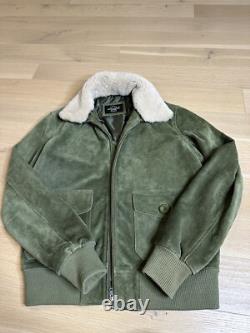 Veste Bombers en Suède Smart Range pour Homme Taille L avec Col en Shearling Amovible