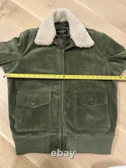 Veste Bombers en Suède Smart Range pour Homme Taille L avec Col en Shearling Amovible