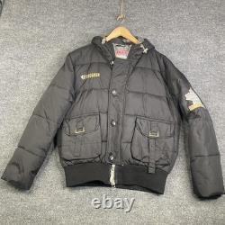 Veste DSQUARED Mountain Range pour homme, taille 48, noire, doudoune matelassée à capuche, bomber ski avec logo