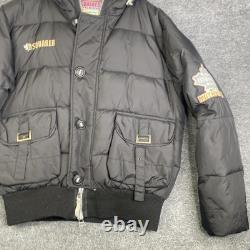 Veste DSQUARED Mountain Range pour homme, taille 48, noire, doudoune matelassée à capuche, bomber ski avec logo