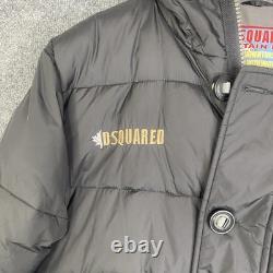Veste DSQUARED Mountain Range pour homme, taille 48, noire, doudoune matelassée à capuche, bomber ski avec logo