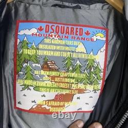 Veste DSQUARED Mountain Range pour homme, taille 48, noire, doudoune matelassée à capuche, bomber ski avec logo