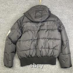 Veste DSQUARED Mountain Range pour homme, taille 48, noire, doudoune matelassée à capuche, bomber ski avec logo