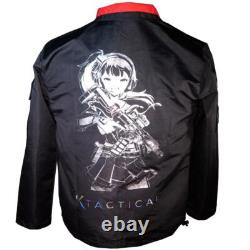 Veste Range pour otakus d’anime, tactique, respirante, noire avec intérieur rouge