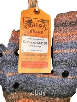 Veste chemise en polaire épaisse à motif rayé orange et bleu pour hommes Faherty