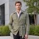 Veste-chemise Utilitaire Safari Pour Homme, Style Vintage, Rayures Vert Olive, En Lin, Avec Ceinture