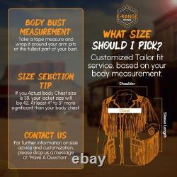 Veste de cowboy en cuir suédé western pour homme avec franges, perles et pompons amérindiens