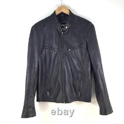 Veste de motard en cuir souple pour homme Smart Range London taille M zip noir 107520