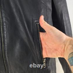 Veste de motard en cuir souple pour homme Smart Range London taille M zip noir 107520