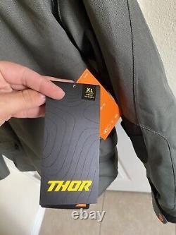 Veste de moto imperméable Thor Range avec protections Vert armée/orange XL