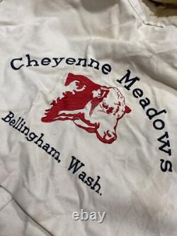 Veste de travail vintage des années 70 en toile de fer et cuir Montana Cheyenne Meadows