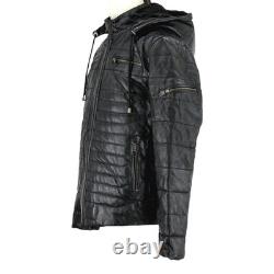 Veste doudoune en cuir Techno Moto Smart Range pour homme L/XL noire à capuche matelassée