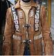 Veste En Cuir Et Daim à Franges Avec Aigle Et Perles Pour Homme De Style Cowboy Amérindien Occidental