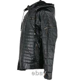 Veste en cuir matelassée à capuche pour homme Techno Moto Smart Range L/XL noire
