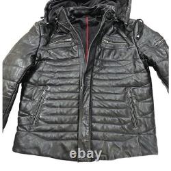 Veste en cuir matelassée à capuche pour homme Techno Moto Smart Range L/XL noire