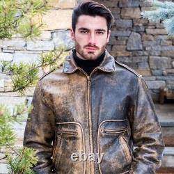 Veste en cuir vintage pour homme Awais Kabeer Signature en cuir de haute qualité