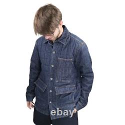 Veste en denim isolée Patagonia Hopper pour hommes, petite, matelassée, manteau de travail type chore.