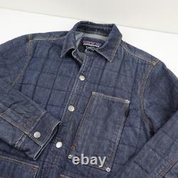 Veste en denim isolée Patagonia Hopper pour hommes, petite, matelassée, manteau de travail type chore.