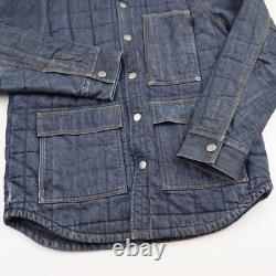 Veste en denim isolée Patagonia Hopper pour hommes, petite, matelassée, manteau de travail type chore.